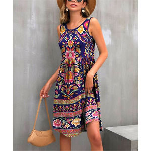 Sz XL IZURIA Blue & Fuchsia Floral Empire Waist Dress Plus